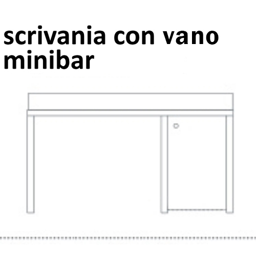 writing desk design with minibar compartment